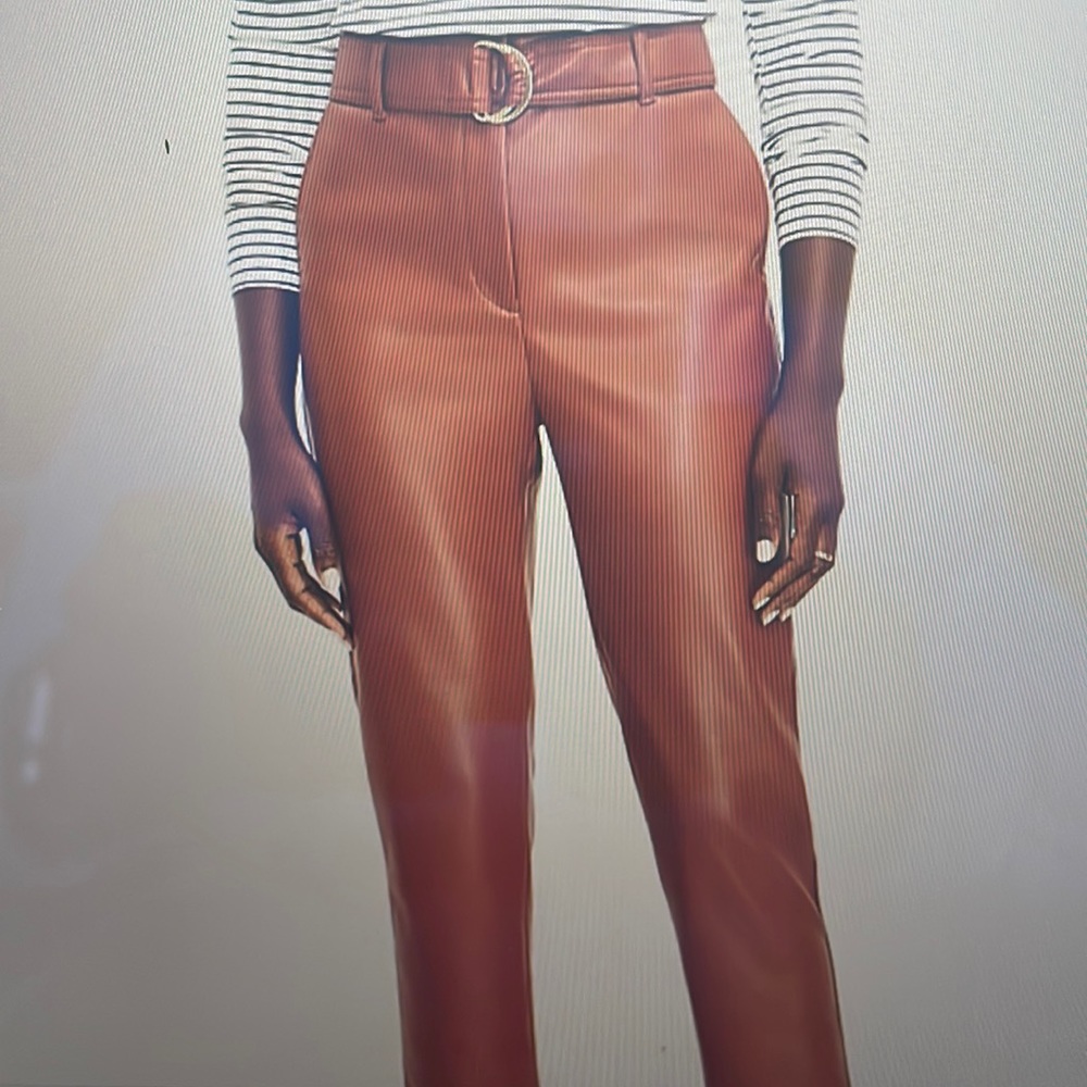 Belted Slim Taper Pants in Faux Leather Size 6 NWT!